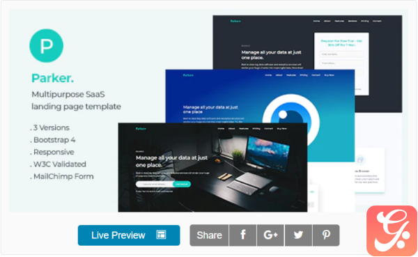 Parker Software and Startup Landing Page Template