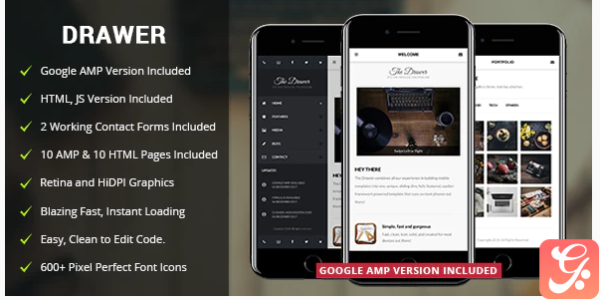 Drawer Mobile & Google AMP Template