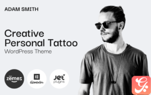 Adam Smith - Creative Personal Tattoo Pro WordPress Theme