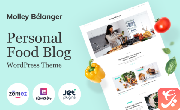 Molley Belanger Food blog WordPress theme for storytelling WordPress Theme