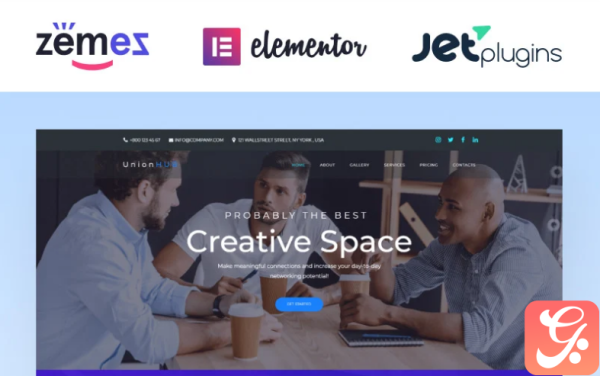 UnionHUB - Coworking Space Elementor WordPress Theme