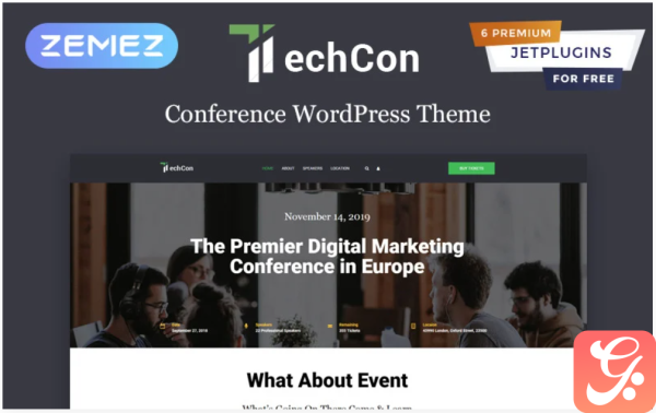 TechCon - Conference One Page Animated Elementor WordPress Theme