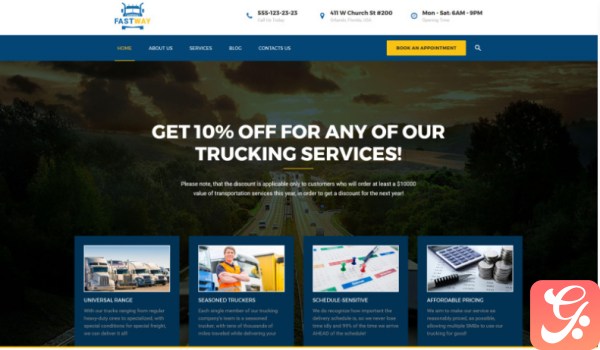 FastWay Transportation Company Responsive WordPress Theme