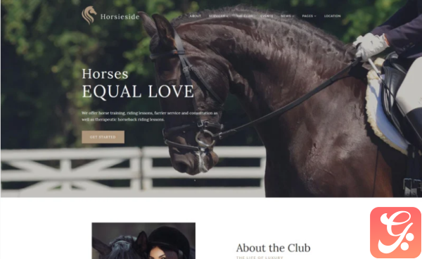 Horsieside Equestrian Center Responsive WordPress Theme 1