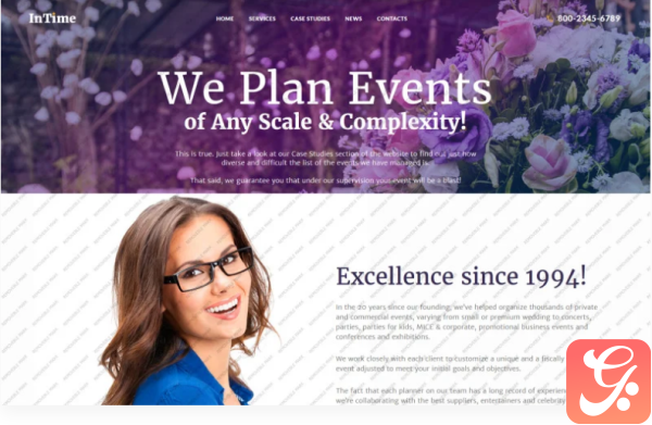 InTime Events Management Company WordPress Theme