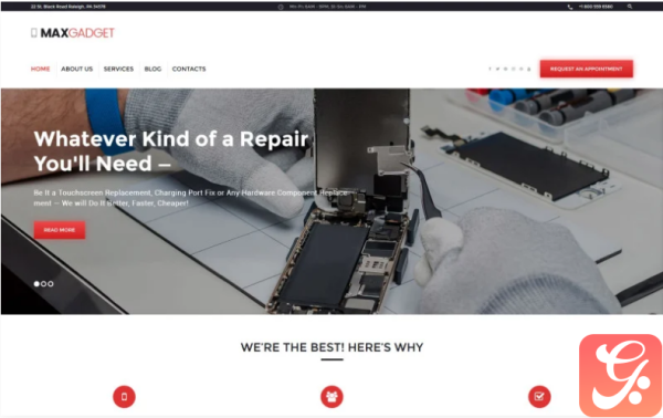 MaxGadget - Computer Maintenance & Electronics Repair WordPress Theme