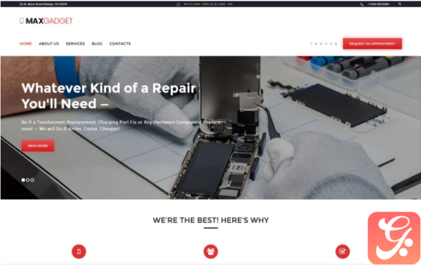 MaxGadget Computer Maintenance Electronics Repair WordPress Theme