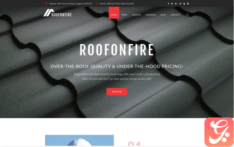 RoofOnFire - Roofing Company Responsive WordPress Theme