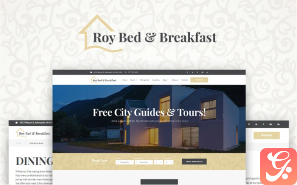 Roy Bed Breakfast Small Hotel WordPress Theme