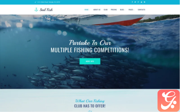 Sail Fish Fishing Club Responsive WordPress Theme