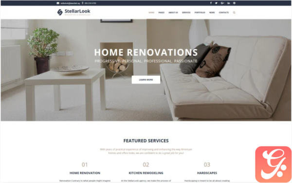 StellarLook Renovation Interior Design WordPress Theme