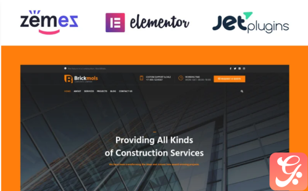 Brickmols - Responsive Construction & Architecture Company WordPress Theme