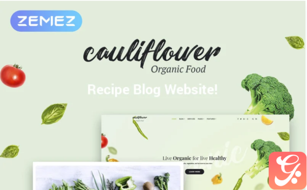 Cauliflower Organic Food Blog Elementor WordPress Theme