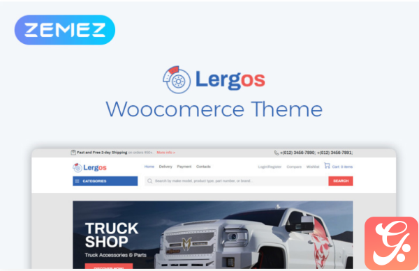Lergos Car Spare Parts ECommerce Classic Elementor WooCommerce Theme