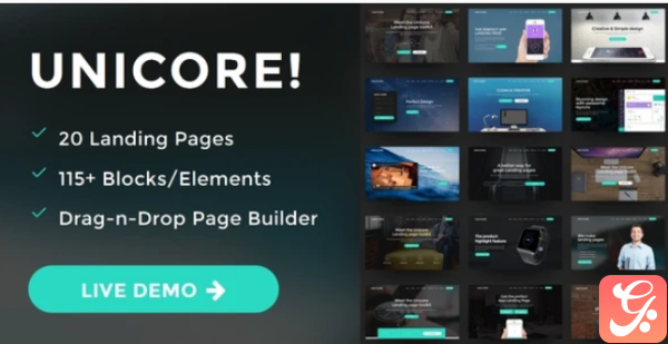 Unicore Mobirise Builder with 20 HTML Bootstrap Landing Page Templates