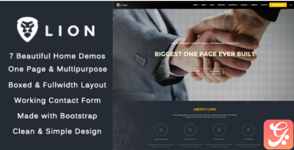 Lion One Page Multipurpose HTML Theme