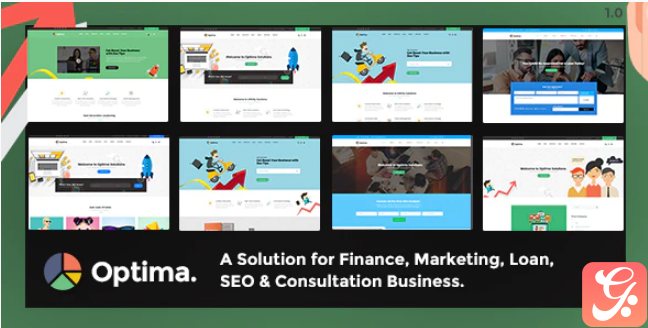 Optima - Multiple solutions for Finance, Marketing, Loan, SEO & Consultation Business, PSD Template