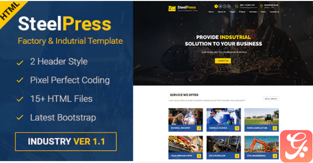 SteelPress - Industrial & Factory Business HTML Template