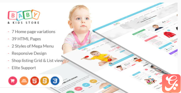 Baby Kids Store eCommerce HTML Template with RTL Package