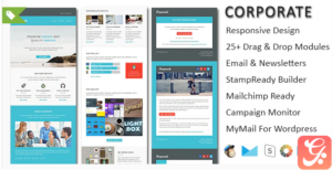 Corporate - responsive email newsletter templates with online Stampready & Mailchimp Builders Access