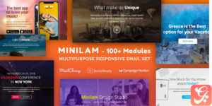 Minilam - Multipurpose Email Set with 100+ Modules + MailChimp Editor + StampReady + Online Builder