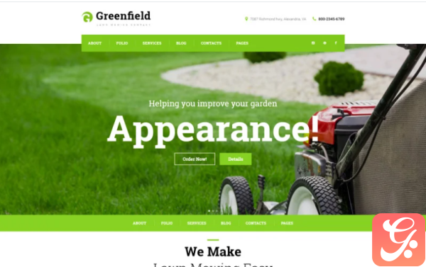 GreenField Lawn Mowing Company Responsive WordPress Theme