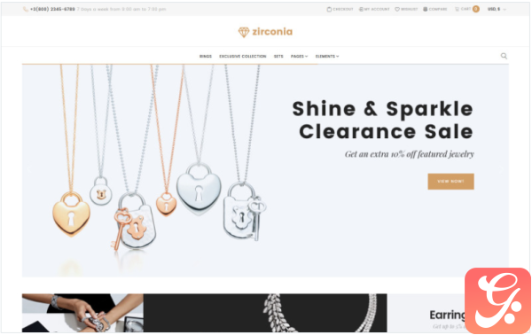 Zirconia Jewelry Accessories Store Responsive WooCommerce Theme