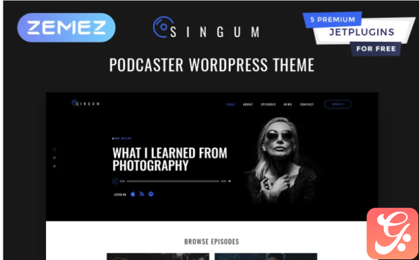 Singum Podcaster Multipurpose Classic Elementor WordPress Theme