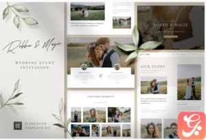 Robbie & Magie – Wedding Event Invitation Elementor Template Kit