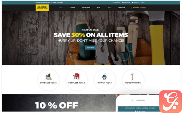 Mr. Crush Tools Equipment Multipage Clean Shopify Theme