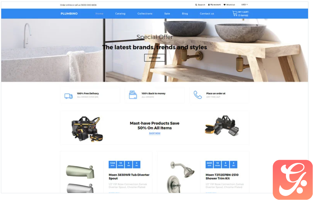 Plumbino - Plumbing eCommerce Modern Shopify Theme