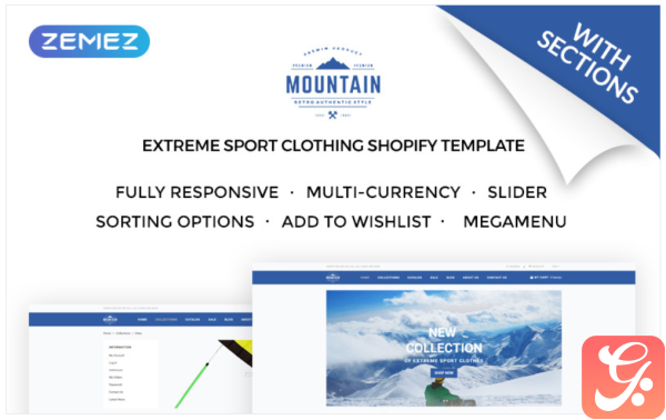 Mountain Extreme Sport Clothing Store Shopify Theme