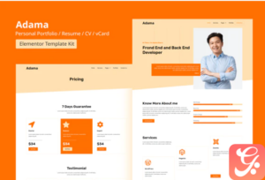 Adama - Personal Portfolio & Resume Elementor Template Kit