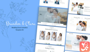 Brandon & Clara - Wedding Event Invitation Elementor Template Kit