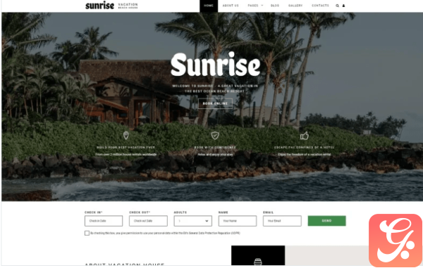Sunrise Vacation House Joomla Template