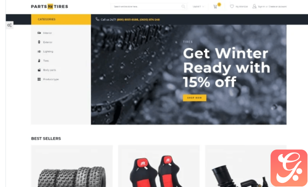 PartsnTires Car Tuning eCommerce Template Magento Theme
