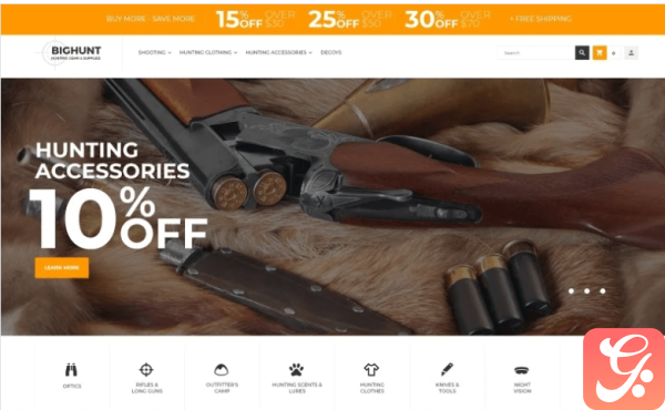 BigHunt Hunting Gear Store Template Magento Theme