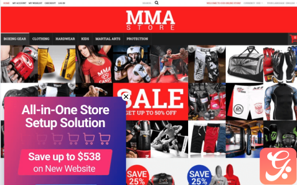 MMA Clothes and Gear Magento Theme