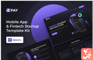iZPAY - Mobile App & Fintech Startup Elementor Template Kit