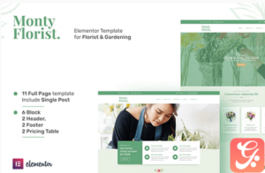 Monty Florist - Flower Boutique & Decoration Elementor Template Kit