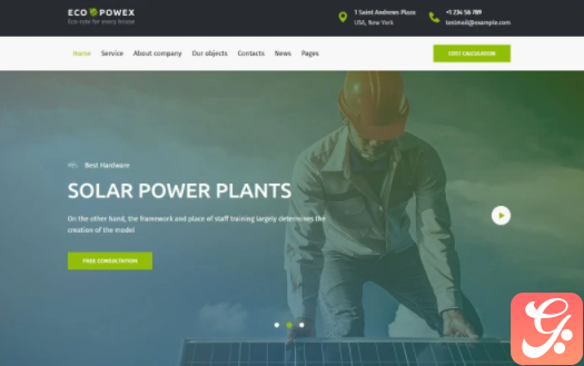 Ecopowex - solar panels and renewable energy plant WordPress Theme