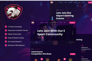 Junio - E-Sport Gaming Events & Streamer Elementor Template Kit