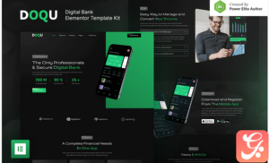 DOQU – Dark Digital Bank & E-Wallet Elementor Template Kit