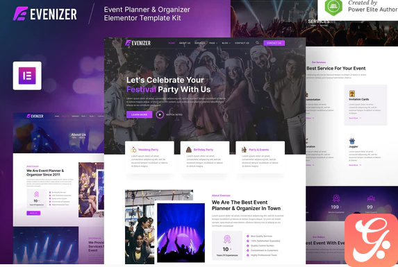 Evenizer %E2%80%93 Event Planner Organizer Elementor Template Kit