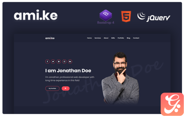 Amike - Personal Portfolio Boostrap 4 Website Template1.0