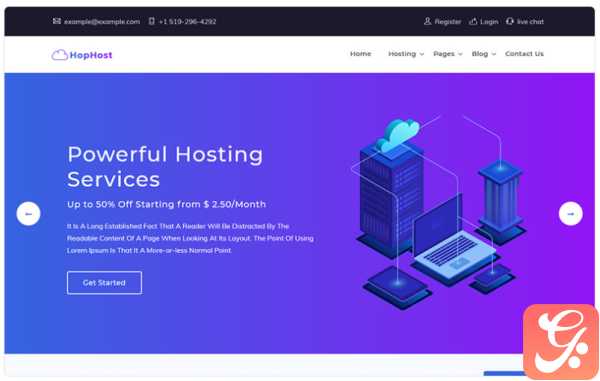 HopHost Domain Hosting Business Website Template