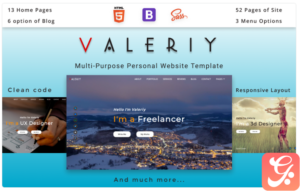 Valeriy | Multi-Purpose Personal Website HTML Template Website Template 1.0