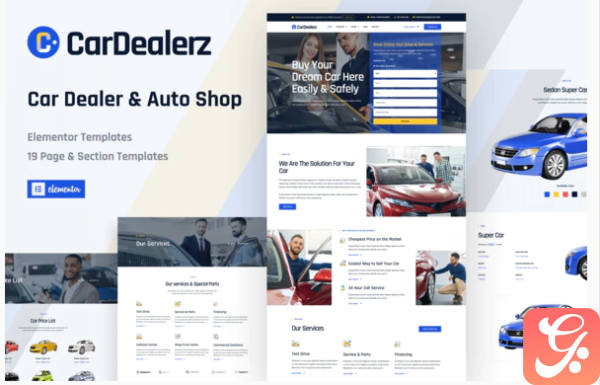 CarDealerz Auto Dealer Auto Shop Website Elementor Template Kit