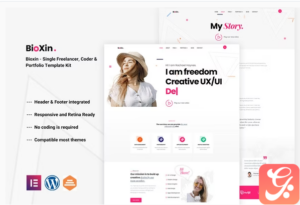 Bioxin - Single Freelancer CV & Portfolio Elementor Template Kit