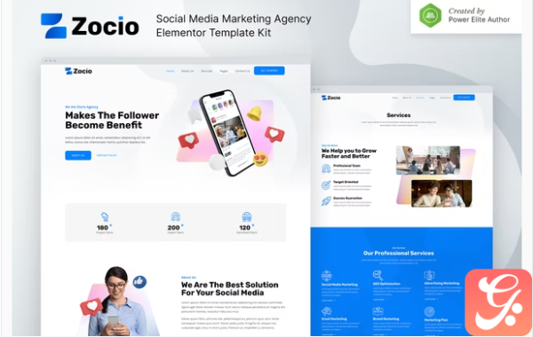 Zocio – Social Media Marketing Agency Elementor Template Kit